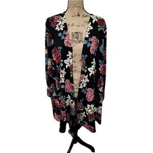lularoe Gwen Floral Print Duster Cardigan Open Front Lightweight Cover Up Cozy